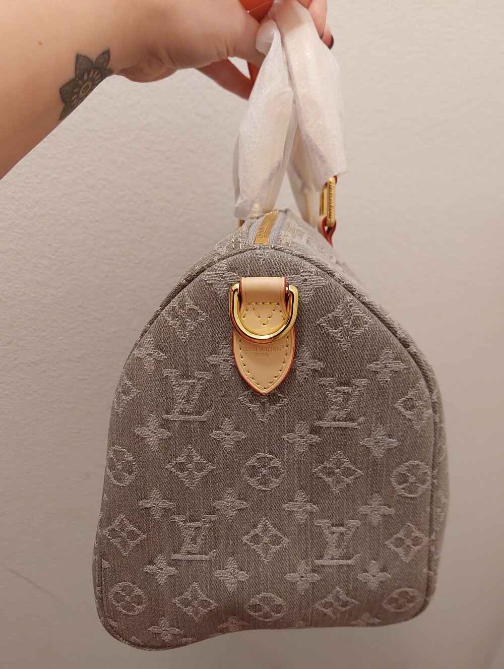 Source Unknown Beige Monogram Canvas Satchel with Gold Hardware - Picture 7 of 15